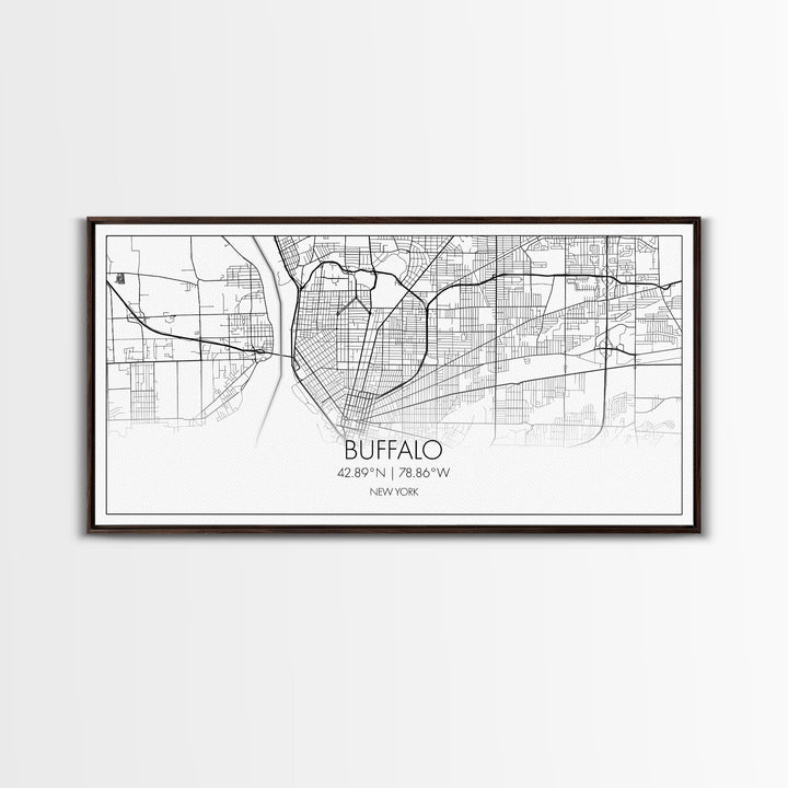 Buffalo Street Map, New York Map, Map Print, Modern Art, Wall Art, Canvas Art, Gift For Newlyweds, Gift For Parents, Apartment Décor