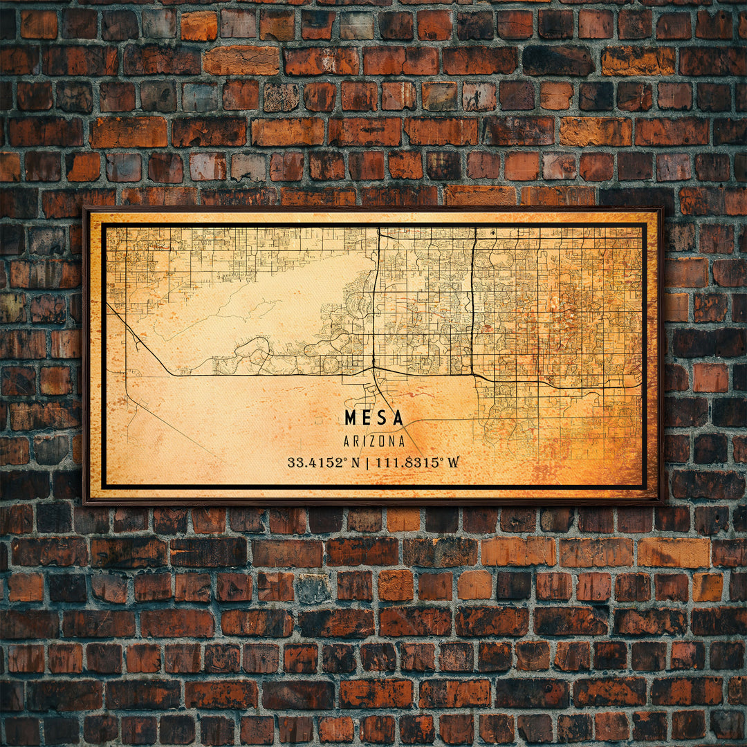 Mesa Arizona United States map print poster or Framed canvas | Arizona United States road map print poster canvas, distressed map art