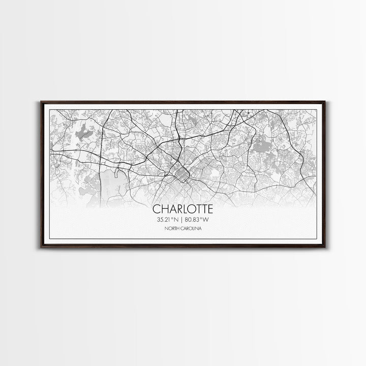 Charlotte Street Map, North Carolina Map, Map Print, Modern Art, Wall Art, Canvas Art, Wall Art Framed, Appreciation Gift, Couple Wall Art