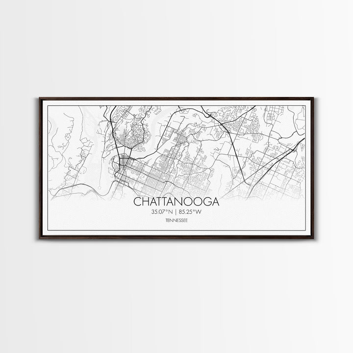 Chattanooga Street Map, Tennessee Map, Map Print, Modern Art, Wall Art, Canvas Art, Cute Room Décor, Wall Art Canvas, Trendy Wall Art