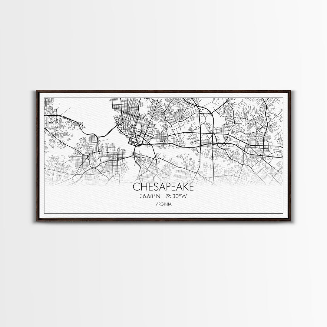 Chesapeake Street Map, Virginia Map, Map Print, Modern Art, Wall Art, Canvas Art, Gift For Friend, Teen Bedroom Décor, Rustic Mantle Décor