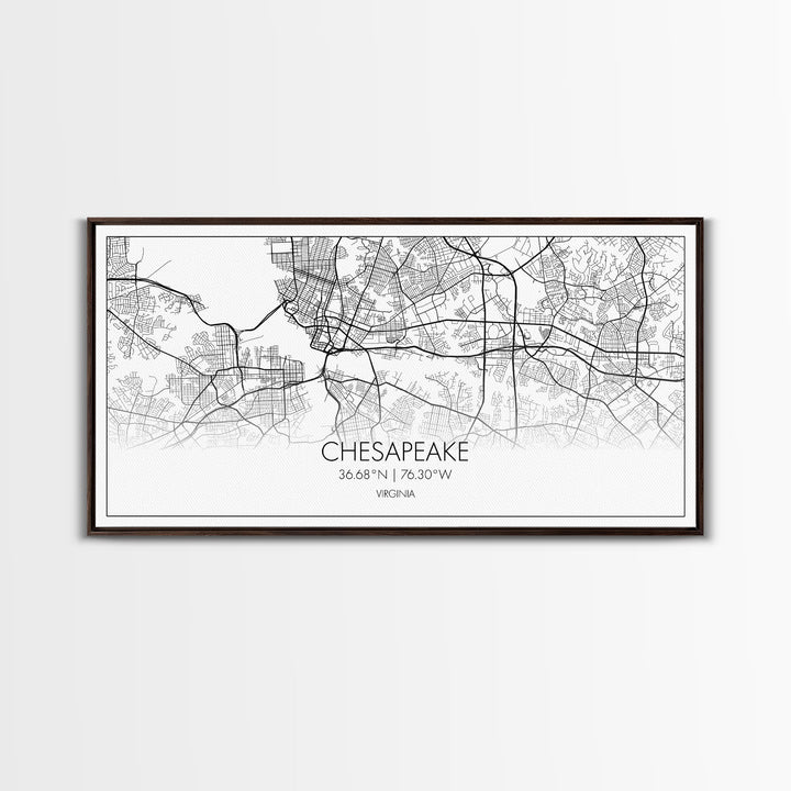 Chesapeake Street Map, Virginia Map, Map Print, Modern Art, Wall Art, Canvas Art, Gift For Friend, Teen Bedroom Décor, Rustic Mantle Décor