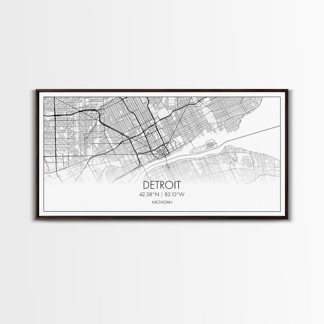 Detroit Street Map, Michigan Map, Map Print, Minimalist Art, Wall Art, Canvas Art, Office, Apartment Décor, Poker Room Décor, Fun Wall Art