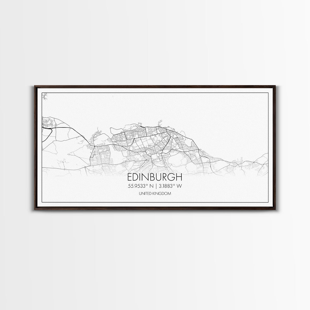 Edinburgh Street Map, Scotland Map, Map Art, Minimalist Art, Wall Art, Canvas Art, Travel Wall Art, Husband Gift, Office Décor For Men