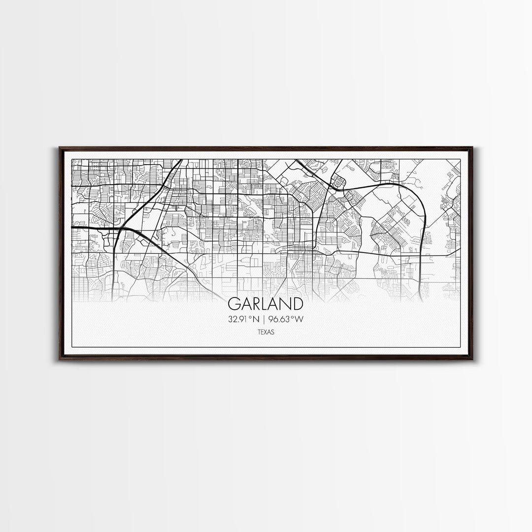 Garland City Map, Texas Map, Map Art, Minimalist Art, Wall Art, Canvas Art, Western Décor, Rustic Farmhouse Décor, Best Friend Gift, Office