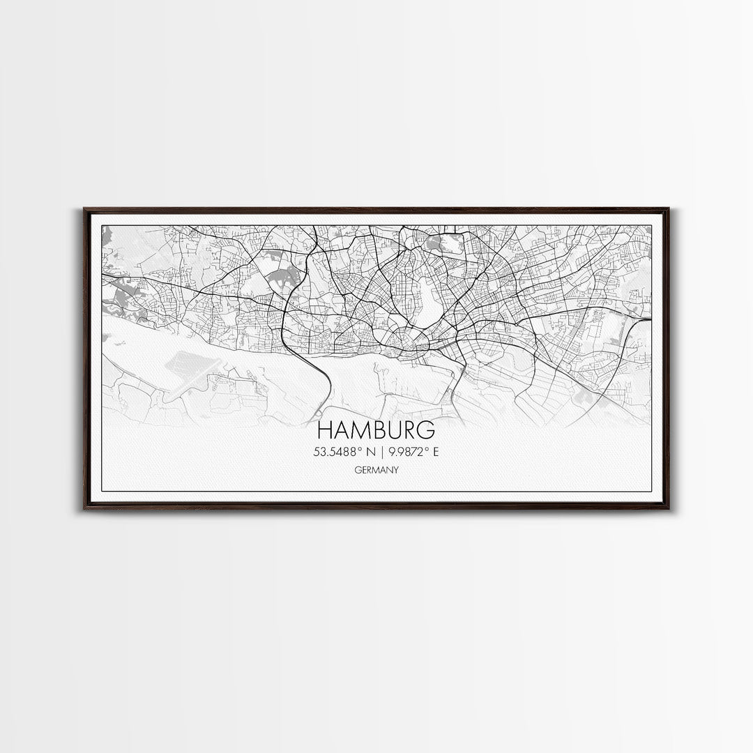 Hamburg City Map, Germany Map, Map Art, Minimalist Art, Wall Art, Canvas Art, Europe Wall Art, Gifts For Dad, Office Wall Art, Unique Art