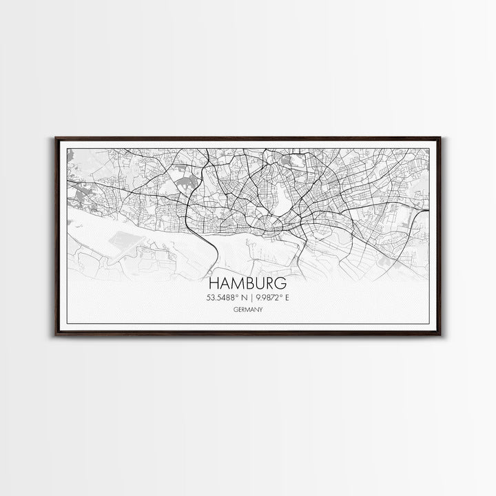 Hamburg City Map, Germany Map, Map Art, Minimalist Art, Wall Art, Canvas Art, Europe Wall Art, Gifts For Dad, Office Wall Art, Unique Art