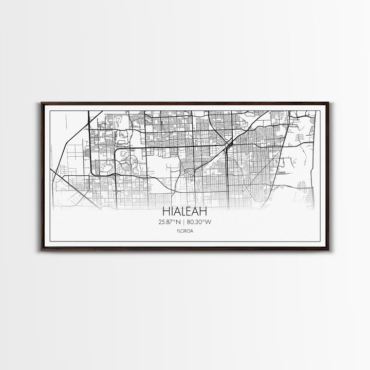 Hialeah City Map, Florida Map, Map Art, Minimalist Art, Wall Art, Canvas Art, Dorm Room Wall Art, Bedroom Wall Art, Neighbor Gift, Room Art