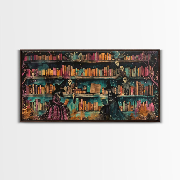 The Witch's Library Framed Canvas Print - Spooky Season Wall Art - Spooky Season - Spooky Decor - Halloween Wall Art