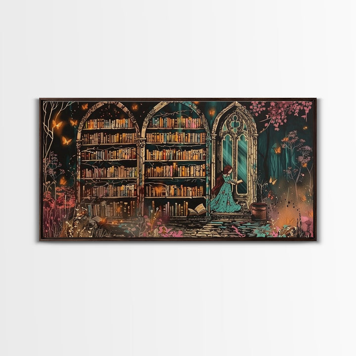 The Witch's Library Framed Canvas Print - Spooky Season Wall Art - Spooky Season - Spooky Decor - Halloween Wall Art