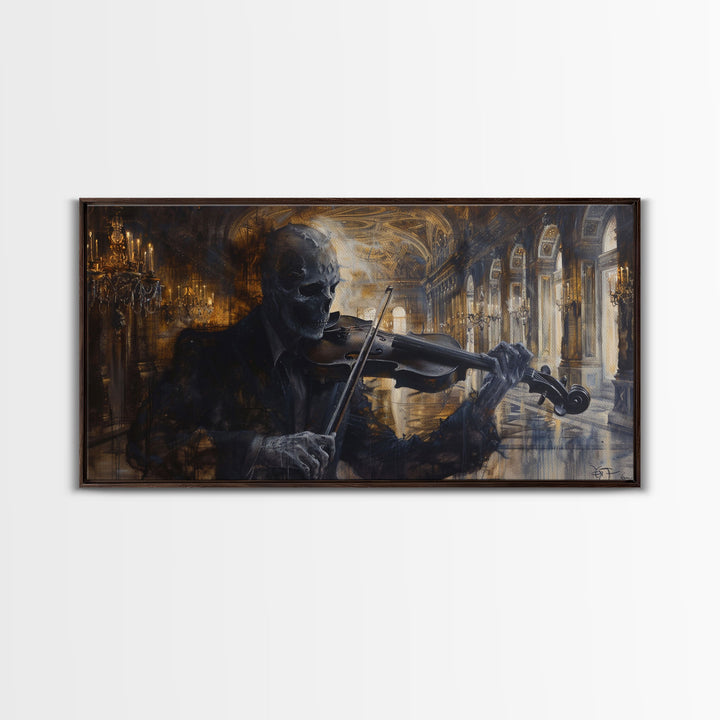 The Spectre Violinist, Specter, Framed Canvas Print, halloween Decor, Halloween Wall Art, Halloween Painting Seasonal Decor