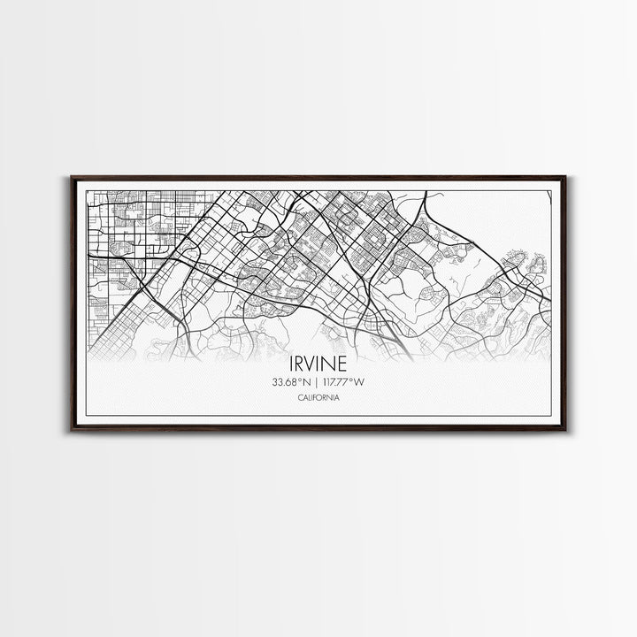 Irvine City Map, California Map, Map Art, Modern Art, Wall Art, Canvas Art, Bedroom Wall Décor, Engagement Gift, Tiny Home Décor, Home Décor