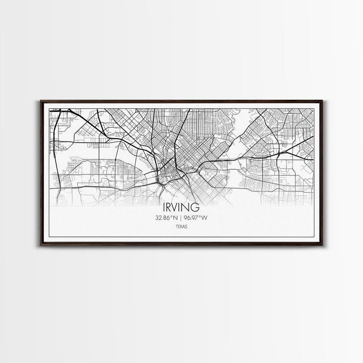 Irving City Map, Texas Map, Map Art, Modern Art, Wall Art, Canvas Art, Texas Wall Art, Hanging Wall Décor, Travel Lover Gift, Apartment Art