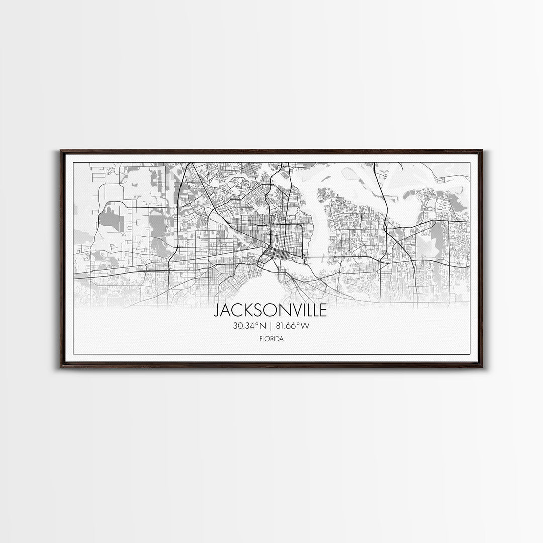 Jacksonville City Map, Florida Map, Map Art, Modern Art, Wall Art, Canvas Art, Bar Cart Art, Wall Print Trendy, Girlfriend Gift, Office Art