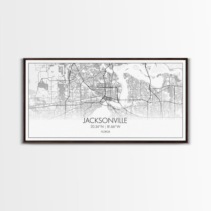 Jacksonville City Map, Florida Map, Map Art, Modern Art, Wall Art, Canvas Art, Bar Cart Art, Wall Print Trendy, Girlfriend Gift, Office Art