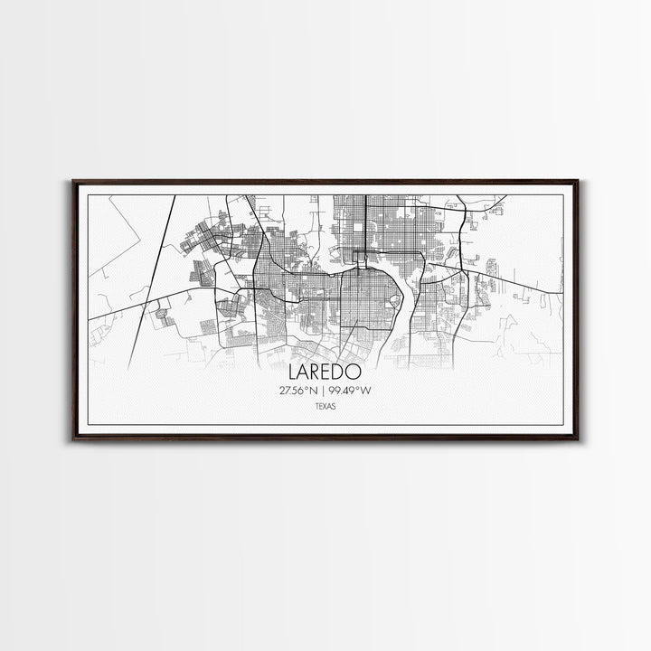 Laredo City Map, Texas Map, Map Art, Modern Art, Wall Art, Canvas Art, Texas Wall Art, Wedding Gift, Bedroom Wall Décor, Dorm Wall Art