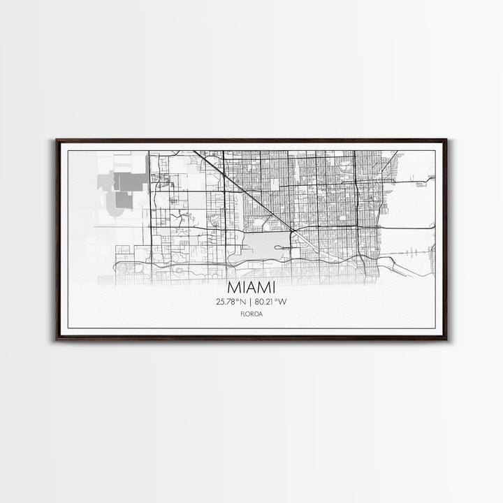 Miami City Map, Florida Map, Map Art, Minimalist Wall Art, Wall Art, Canvas Art, Miami Wall Art, F1 Wall Art, Gift For Couple, Boys Room Art