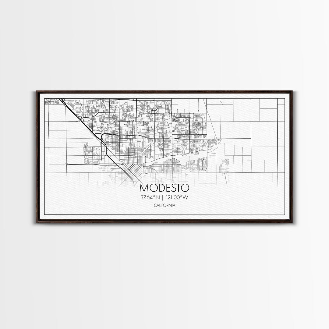 Modesto City Map, California Map, Map Art, Minimalist Wall Art, Wall Art, Canvas Art, Gift For Wife, Dorm Room Prints, Horizontal Wall Art