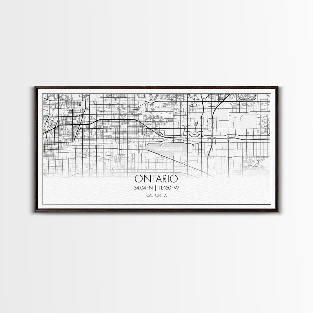 Ontario City Map, California Art, Map Print, Minimalist Wall Art, Wall Art, Canvas Art, Teen Birthday Gift, Trendy Wall Art, Horizontal Art