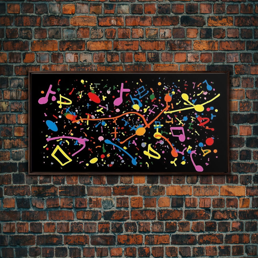 Musical Notes Graffiti Art - Colorful Painting / Canvas Print - Retro / Midcentury Style Abstract / Impressionist Art - Splatter Art