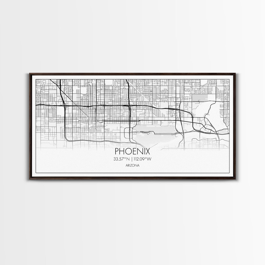 Phoenix City Map, Arizona Art, Map Print, Minimalist Wall Art, Wall Art, Canvas Art, Client Gift, Teen Girl Room Décor, Panoramic Wall Art