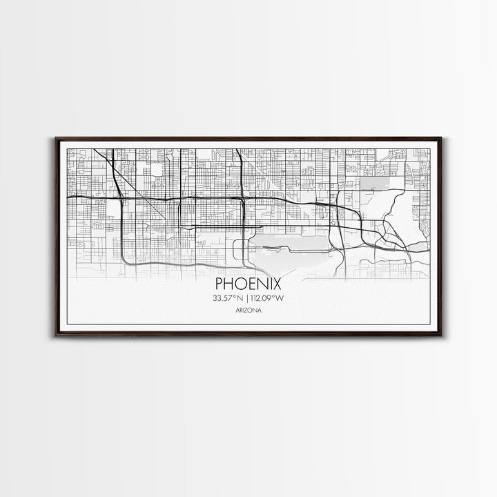 Phoenix City Map, Arizona Art, Map Print, Minimalist Wall Art, Wall Art, Canvas Art, Client Gift, Teen Girl Room Décor, Panoramic Wall Art