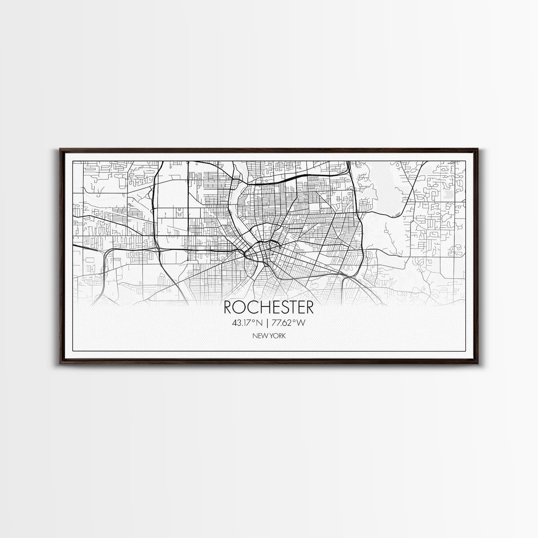 Rochester City Map, New York Art, Map Print, Minimalist Wall Art, Wall Art, Canvas Art, Rustic Wall Art, Wall Deco, Housewarming Gift