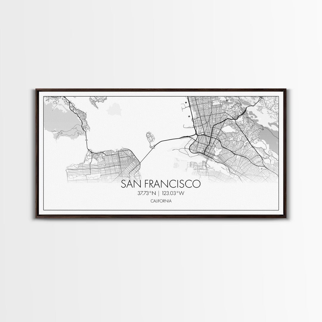 San Francisco City Map, California Art, Map Print, Modern Wall Art, Wall Art, Canvas Art, Bookshelf Décor, Dining Room Prints, City Wall Art