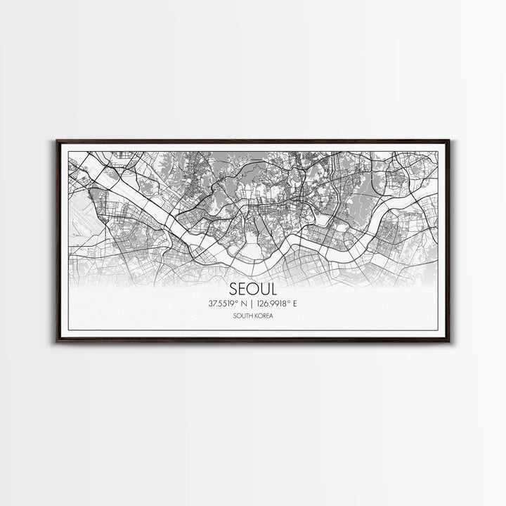 Seoul City Map, South Korea Art, Map Print, Modern Wall Art, Wall Art, Canvas Art, Thank You Gift, College Dorm Décor, Panoramic Art