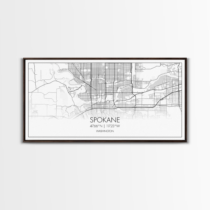 Spokane City Map, Washington Art, Map Print, Modern Wall Art, Wall Art, Canvas Art, Family Room Wall Art, Landscape Art Print, Military Gift