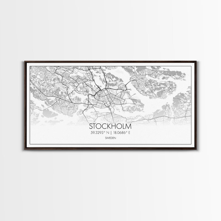 Stockholm City Map, Sweden Art, Map Print, Modern Wall Art, Wall Art, Canvas Art, Landscape Art Print, Gift For Family, Over Bed Wall Décor