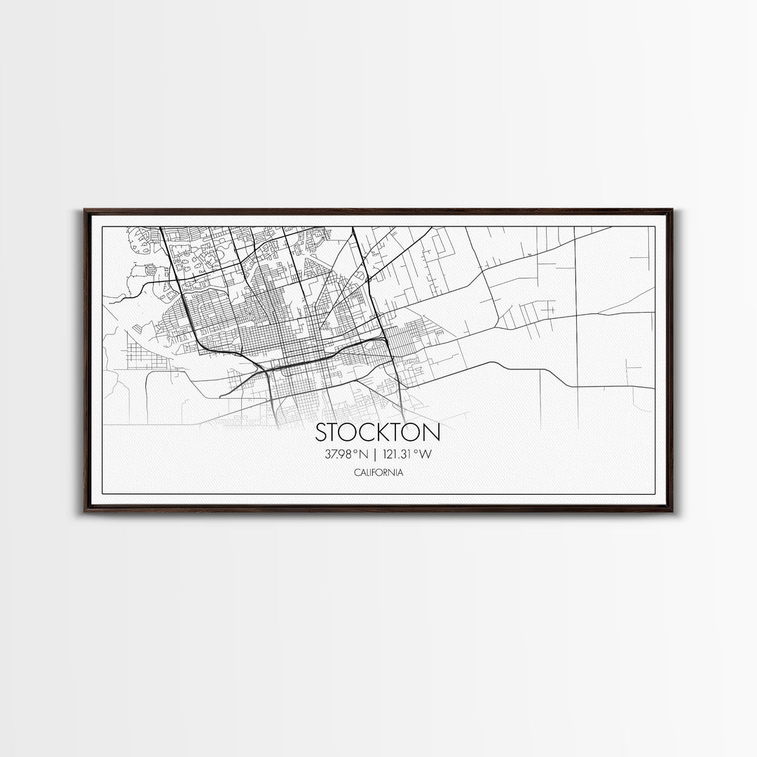 Stockton City Map, California Art, Map Print, Modern Wall Art, Wall Art, Canvas Art, Horizontal Wall Art, Appreciation Gift, Travel Print