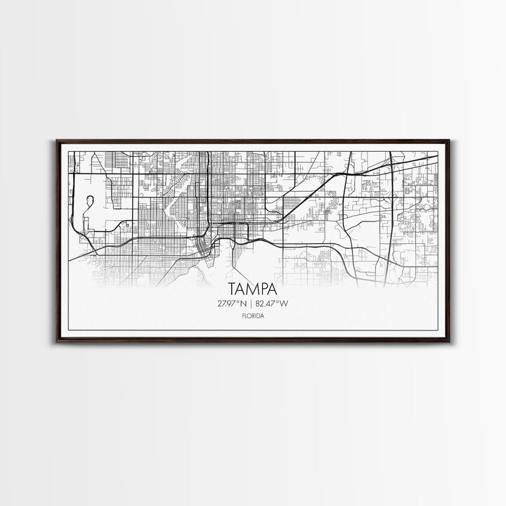 Tampa City Map, Florida Art, Map Print, Modern Wall Art, Wall Art, Canvas Art, New Home Gift Ideas, Tiny House Décor, Family Room Wall Art