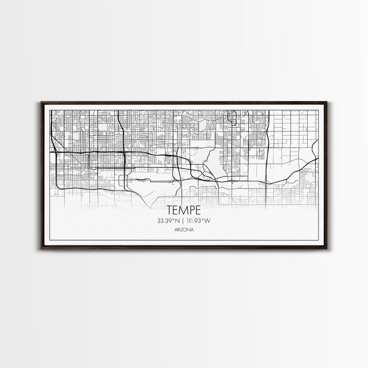 Tempe City Map, Arizona Art, Map Print, Modern Wall Art, Wall Art, Canvas Art, Entryway Prints, Retirement Gifts, Panoramic Art, Room Décor