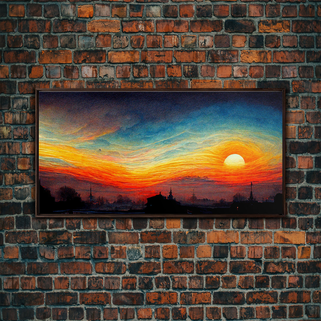 Beautiful sunset canvas print, canvas art, ink painting style