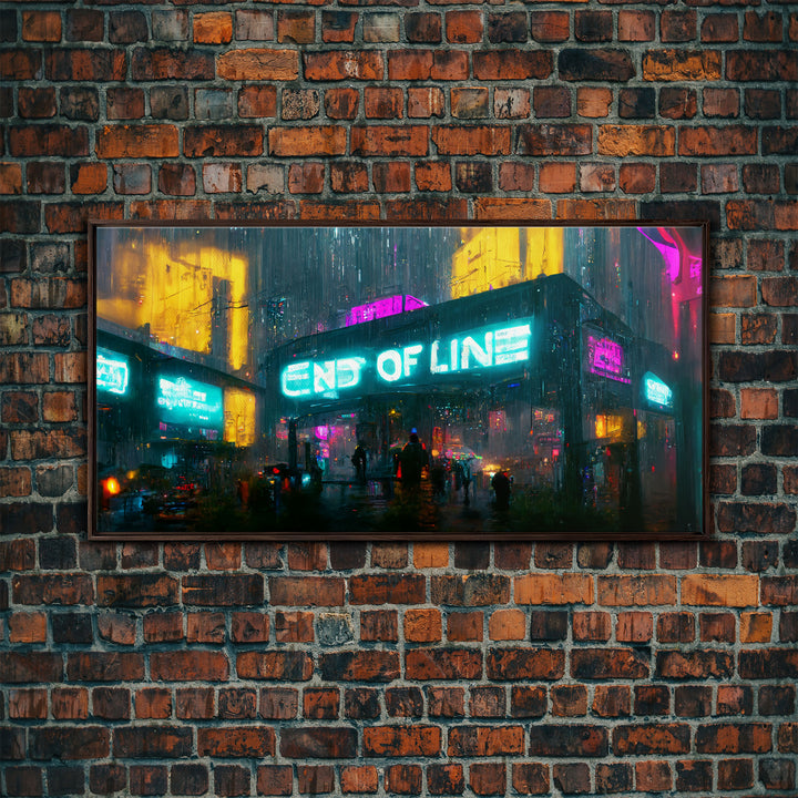 End Of Line, Cyberpunk Subway Art, Dystopian Cyber Punk City, Canvas Print, Bladerunner vibes art, cool wall art, night city