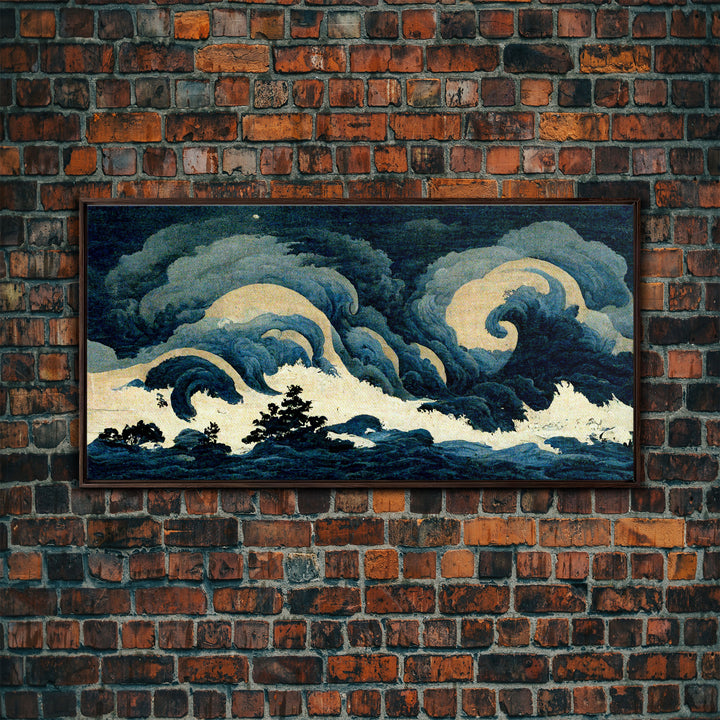 Japanese Style Wall Art, A Stormy Sea, Canvas Print, ready to hang wall art