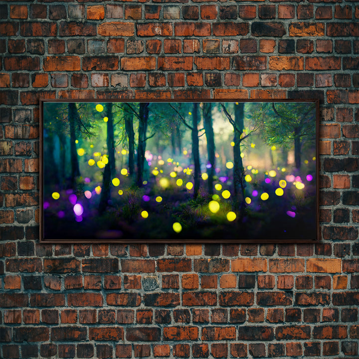 Magical forest with fairies canvas print, fantasy art, cool wall art, dorm art, ready to hang wall art