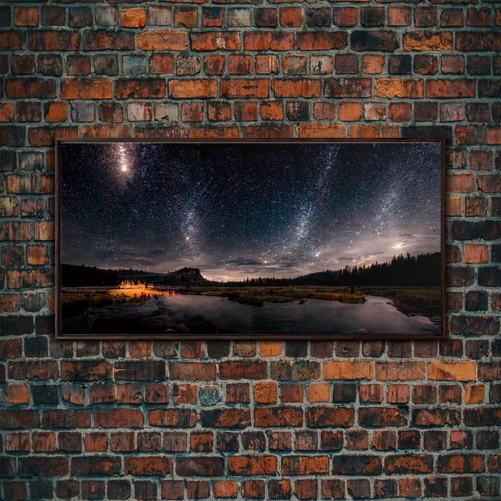 Stars Night Sky Galaxy River Lake Landscape Fine Art Print, Wall Art Print, Wall Décor, Wall Poster