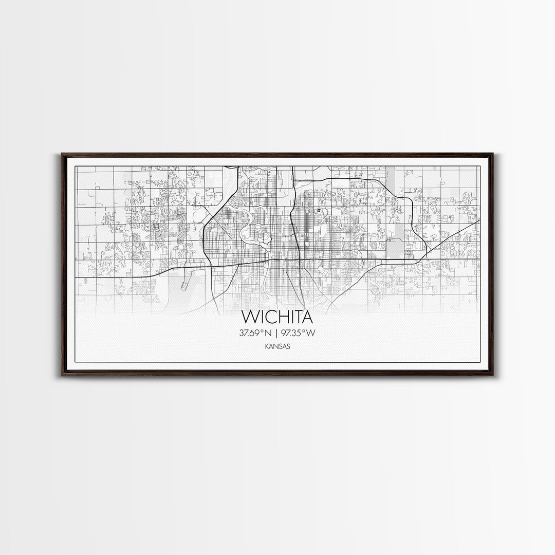 Wichita City Map, Kansas Art, Map Print, Modern Wall Art, Wall Art, Canvas Art, Best Friend Gifts, College Dorm Décor, Modern House Art