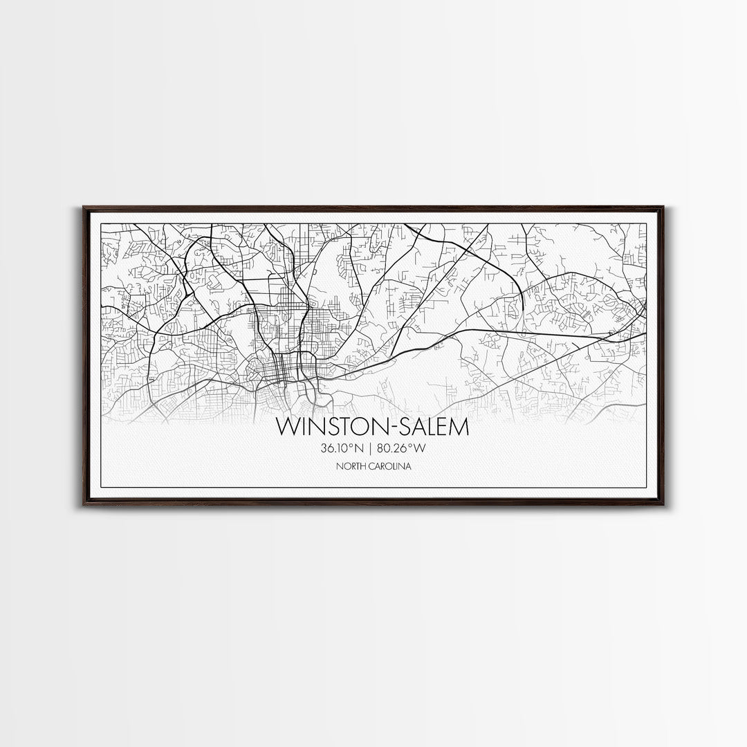 Winston Salem City Map, North Carolina Art, Map Print, Modern Wall Art, Wall Art, Canvas Art, Modern Office Art, Room Décor For Teens