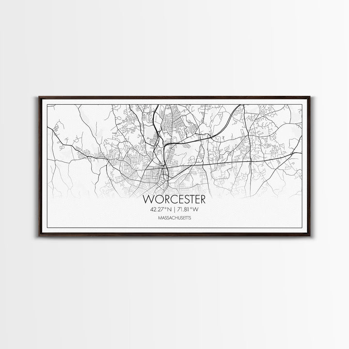 Worcester City Map, Massachusetts Art, Map Print, Modern Wall Art, Wall Art, Canvas Art, Dining Room Décor, Boho Wall Art, Prints Wall Art