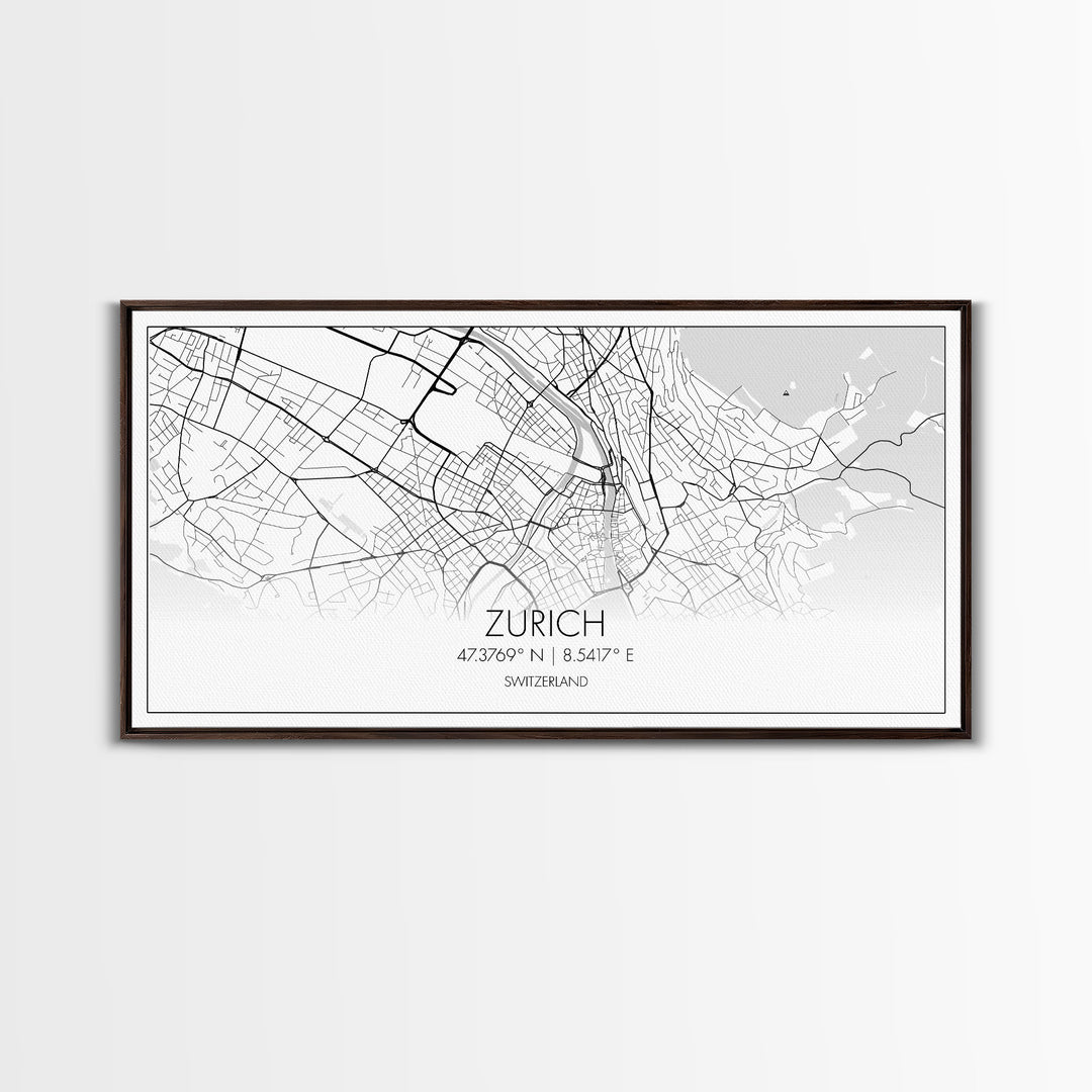 Zurich City Map, Switzerland Art, Map Print, Modern Wall Art, Wall Art, Canvas Art, Home Office Art, Newlywed Gift, Landscape Art Print