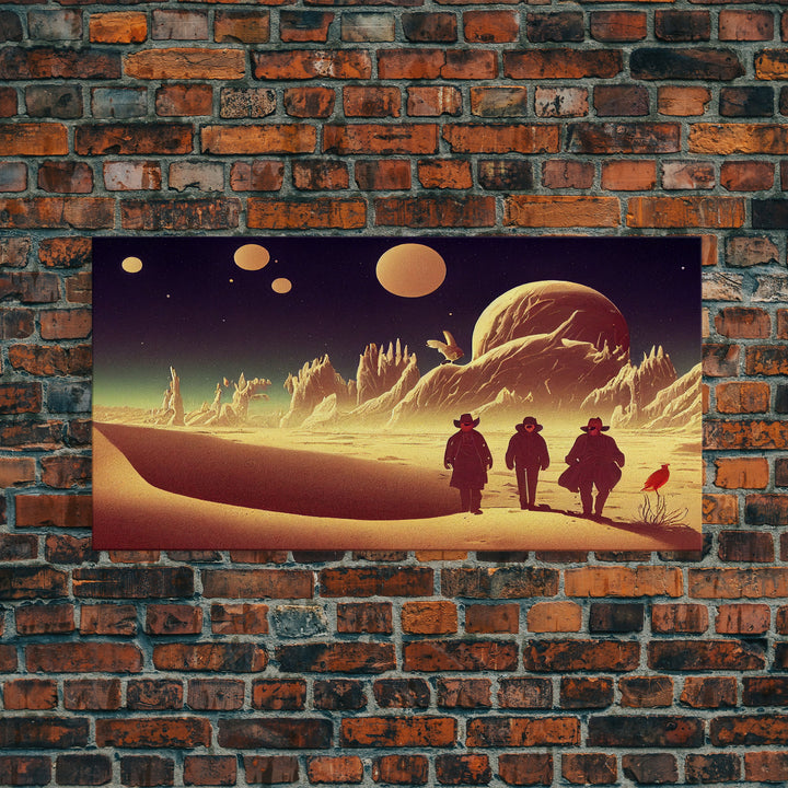 Space Cowboys, Psychedelic Scifi Art, Wall Decor, Ready To Hang Framed Canvas Print, Oversize Wall Art