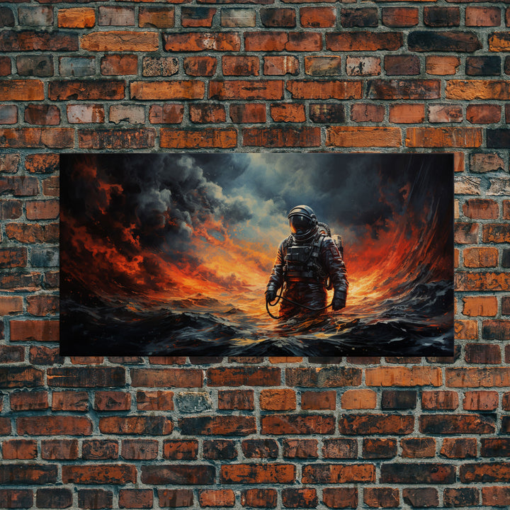 Framed Canvas Print - Marooned - Astronaut Stranded on an Alien Planet, Scifi Wall Art, Science Fiction, Dystopian Space Travel Art