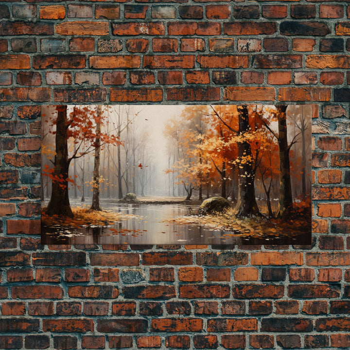 Beautiful Fall Centerpiece Landscape Painting Framed Canvas Print, Fall Decor, Thanksgiving Decor, Autumn Decor, Home Decor Fall Decorations