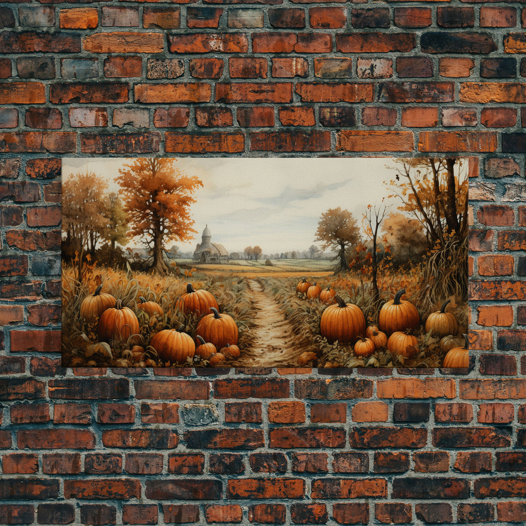 Pumpkin Decor, Nature Wall Art, Fall Wall Art, Canvas Print, Wall Hanging, Panoramic Art, Rustic Wall Art, Office Decor, Teacher Gift