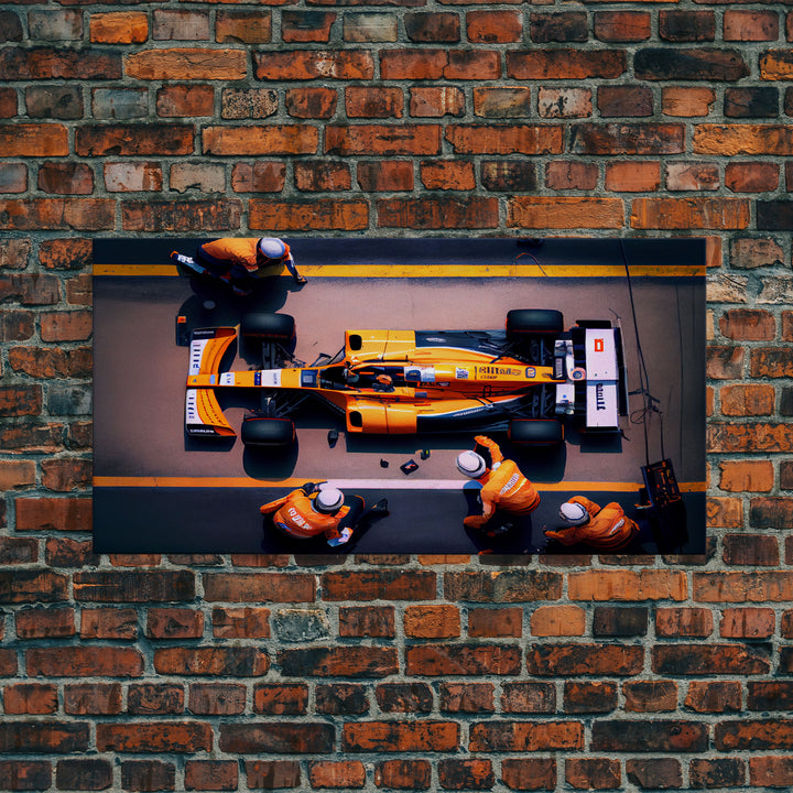 Formula 1 canvas wall art, Car racing art, F1 Pit Stop framed canvas print, Racing car gift Formula 1 wall decor poster