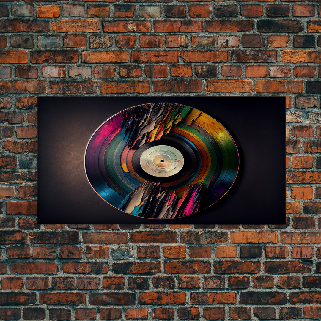 Synthwave vinyl record art, canvas print, framed wall art, interior design, musical wall art, music room decor