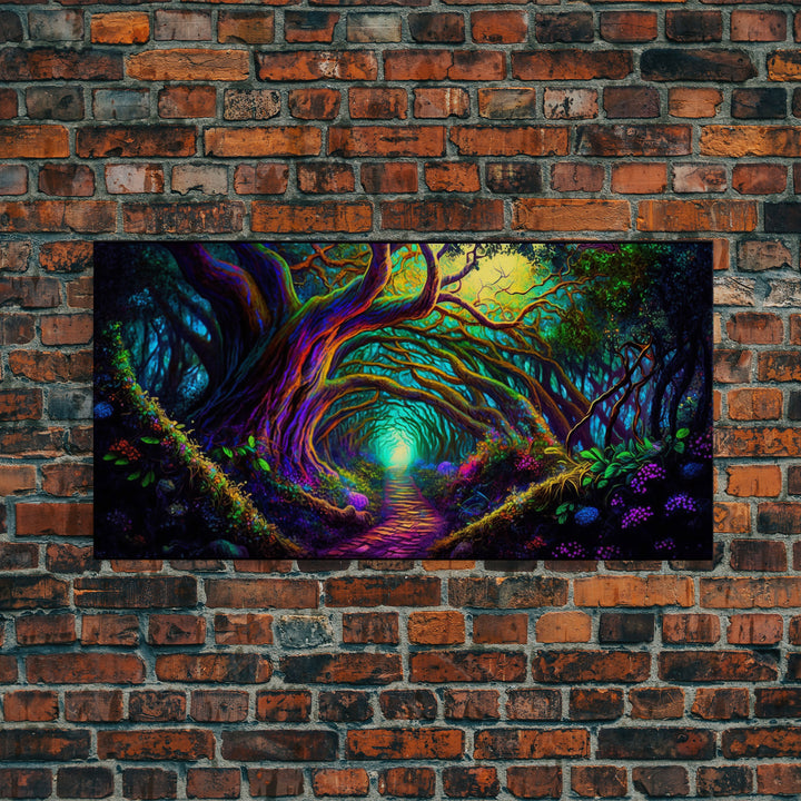 Fantasy wall art, canvas print, magical forest, fantasy landscape art, ready to hang wall art, magical glowing forest fantasy art